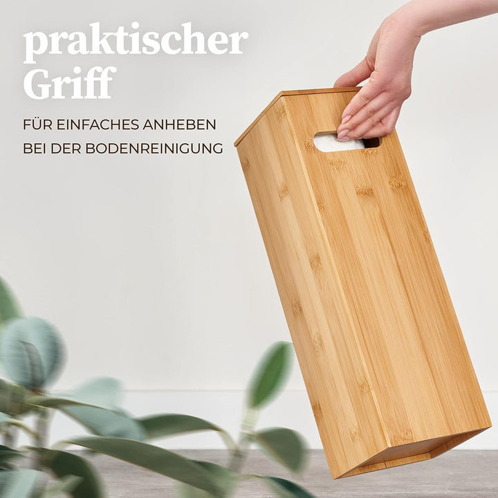 HENNEZ Toilettenpapier Aufbewahrung Bambus 4 Rollen Klopapier mit Deckel & Ablage Ersatzrollenhalter