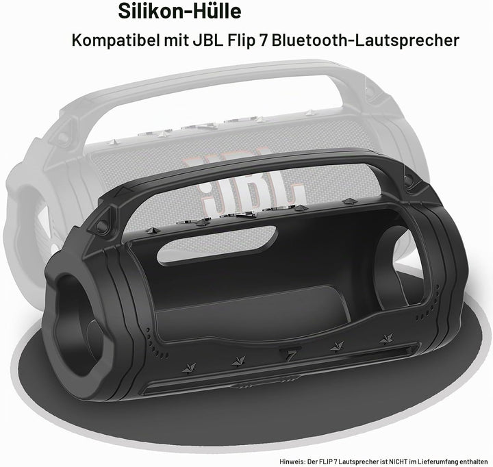 Silikon Schutzhülle für JBL Flip 7 Lautsprecher – Stossfeste Tragetasche mit Abnehmbarem Schultergur