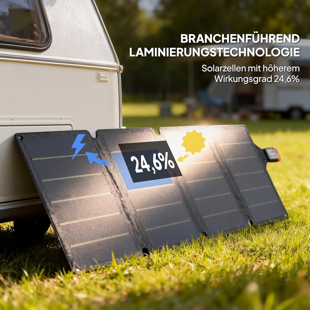 HOMCOM Faltbares Solarpanel 36W 13,2V Tragbares Outdoor Solarladegerät mit USB-A, Typ-C Tragetasche