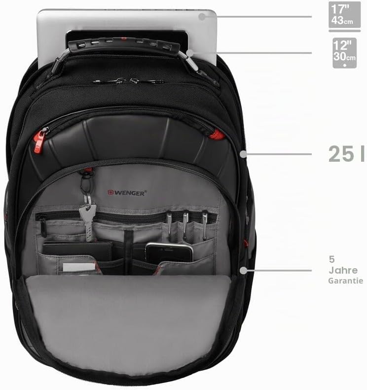 WENGER Pegasus Laptop-Rucksack mit Tabletfach, Notebook bis 17 Zoll, Tablet bis 12 Zoll, Organizer,