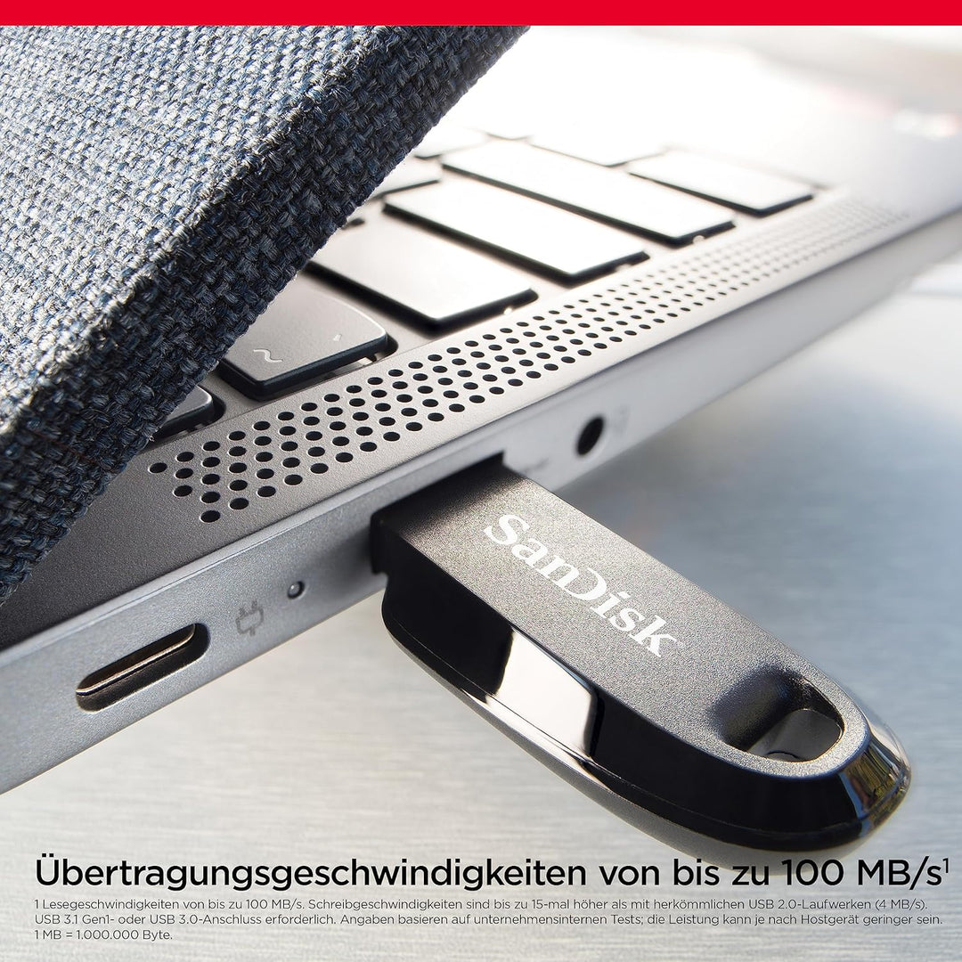 SanDisk Ultra Curve 3.2 Flash-Laufwerk 128 GB (bis zu 100 MB/s Lesen, RescuePRO Deluxe-Software, Sch