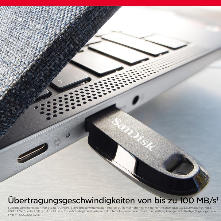 SanDisk Ultra Curve 3.2 Flash-Laufwerk 128 GB (bis zu 100 MB/s Lesen, RescuePRO Deluxe-Software, Sch