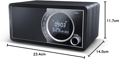 SHARP DR450 Digitalradio (DAB/DAB+/FM mit RDS, Bluetooth, Wecker-Funktionen, 6 Watt), schwarz Mono D