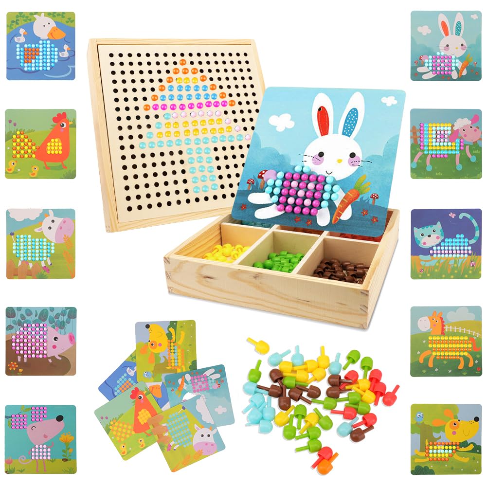 RANJIMA Mosaik Steckspiel, Mosaik Bastelset Kinder, Steckspiel ab 3 4 5 Jahre,Mosaik Steckspiel Pegb