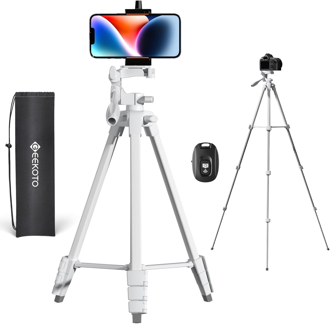 GEEKOTO Stativ für Smartphone, Einstellbar 55-Zoll Handy Stativ mit 360-Grad-Panorama-Drehplattform