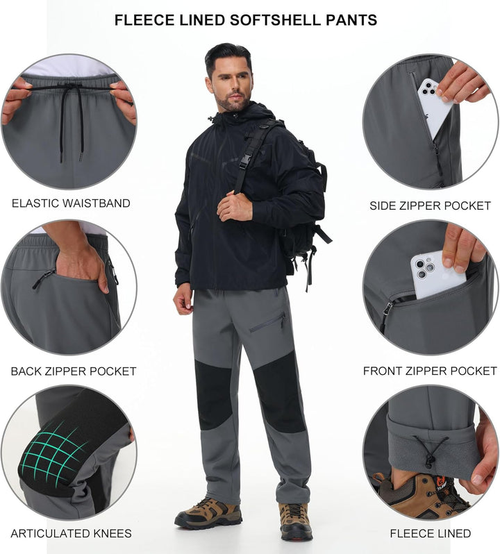 MOCOLY Wanderhose Herren Winter Thermo Jagdhose Skihose Schneehose Thermohose Winterhose Warme Fleec