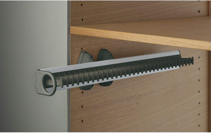 Krawattenhalter ausziehbar Modell A,505x82x85mm,Aluminium/Kunststoff weiss poliert/weiss, poliert/we