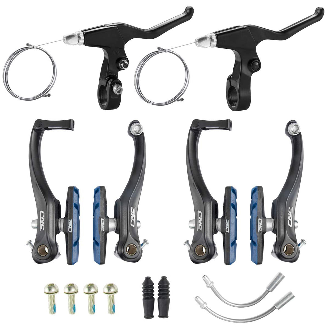 CNC Fahrrad V Bremse,Fahrrad V-Brake,Aluminium Fahrrad Bremsen Set 2 Paare/Schwarz/Blau-Bar-70mm, 2
