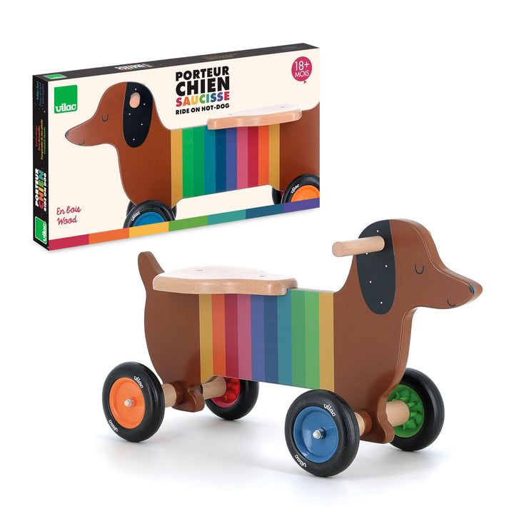 VILAC - Rutschauto für Hunde – Andy Westface – Träger und Behälter – 1 Rutschauto aus Holz für Hunde