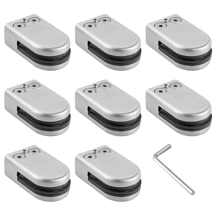 AUTOUTLET 8X Glashalter Set, Edelstahl Klemmhalter Glasclip Runder BodenGlasklemme 6-8mm, Verstellba