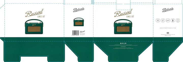 Roberts Revival UNO BT Dab+/FM/Bluetooth Radio, tragbar, Radiowecker, Dunkelgrün, Dunkelgrün