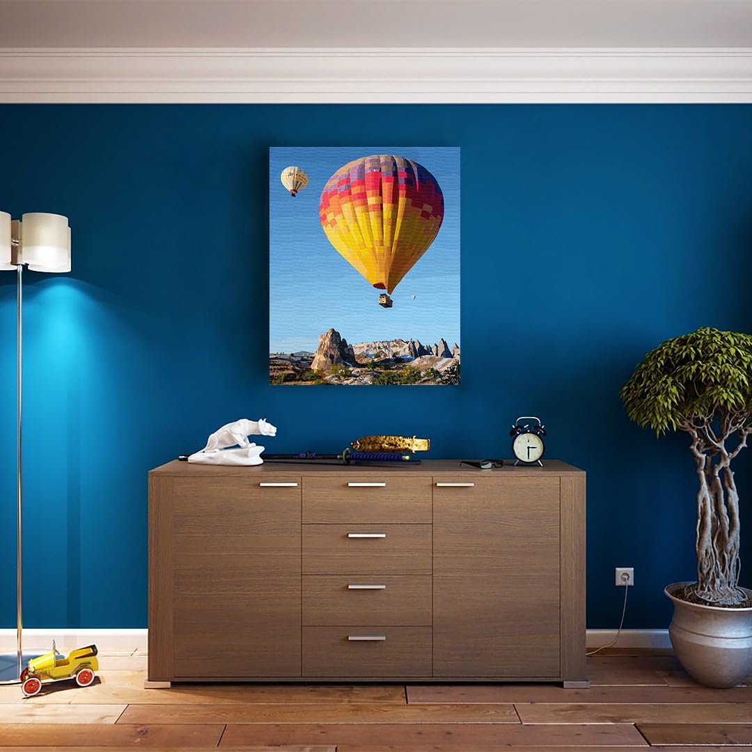 Artnapi Malen nach Zahlen Erwachsene mit Rahmen | DIY Handgemalt | Bunte Ballons über der Landschaft
