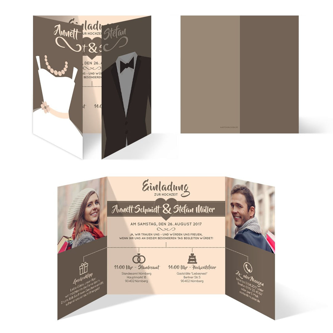 Kartenmachen.de Personalisierte Hochzeitseinladungen ab 10 Stück selbst gestalten mit Fotos und Text