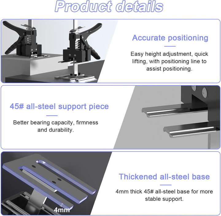 Arbeitssparende Armtürverwendung Plattenheber Schrankheber Klemmplatten-Nivelliersystem 529lb/240kg