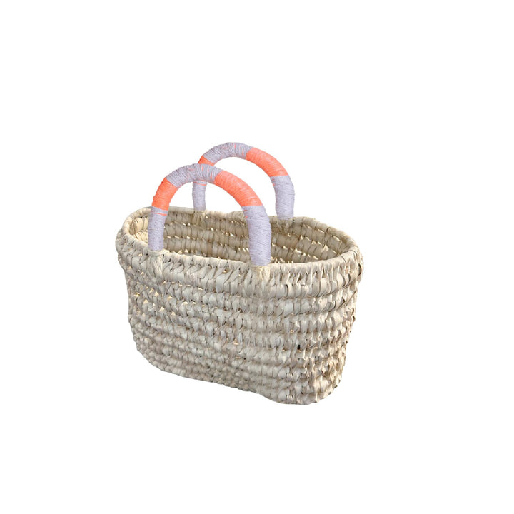 kikadu Kids Shopper Pink aus Palmenblätter, 18 x 7 x 17 cm, nachhaltiger Einkaufskorb für Kinder ab