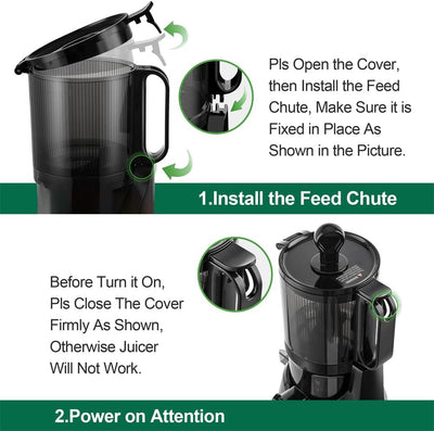 Fretta Entsafter Slow Juicer mit 135mm Öffnung,Entsafter Gemüse und Obst,250W Mastizier-Entsafter mi