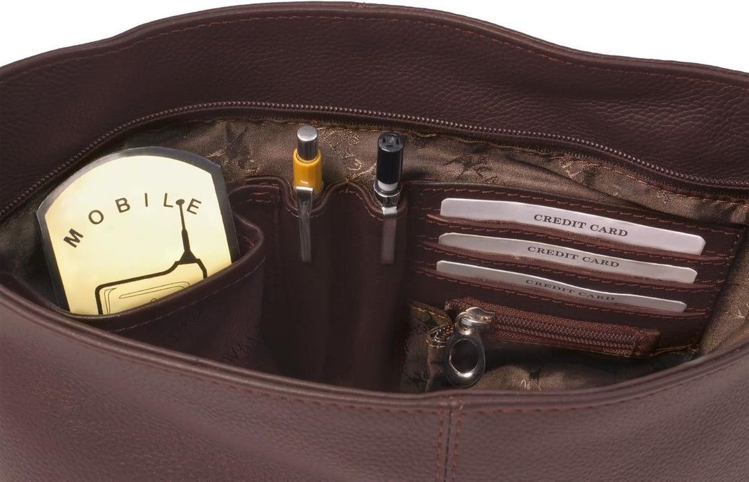 Catwalk Collection Handbags - Damen Umhängetasche Mittelgross - Crossbody Bag - Leder und Wildleder