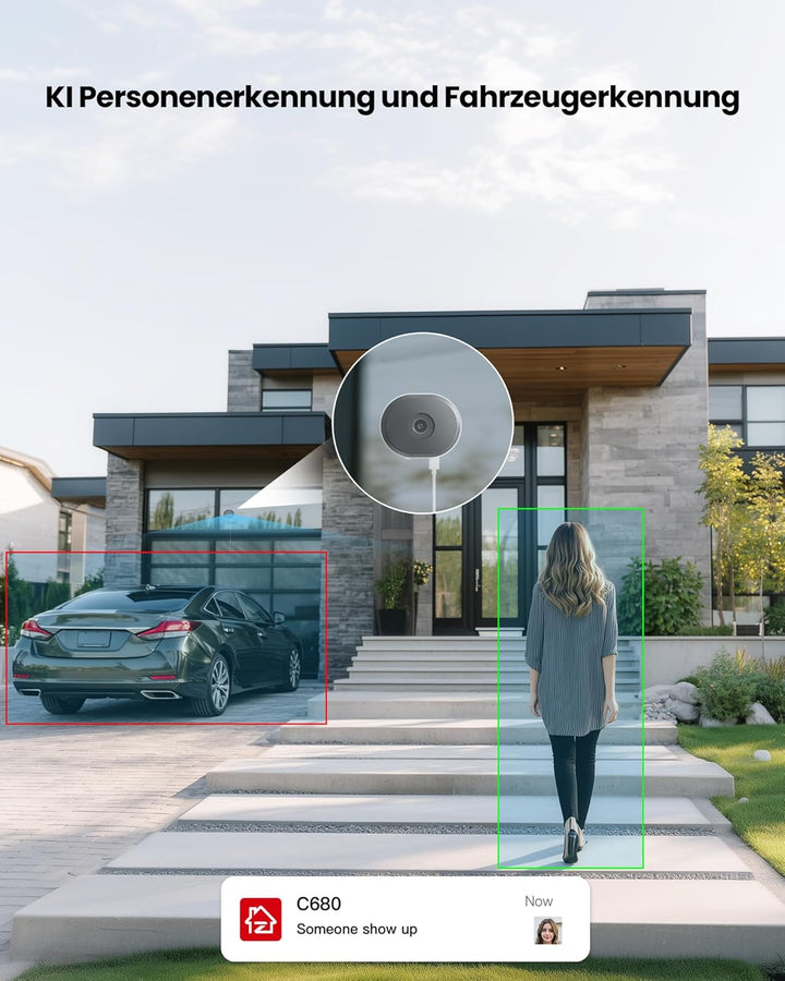 ZOSI 2er C680 2K Fenster Überwachungskamera mit Vollfarb-Nachtsicht, 3MP 2,4/5GHz WLAN Innen Kamera,