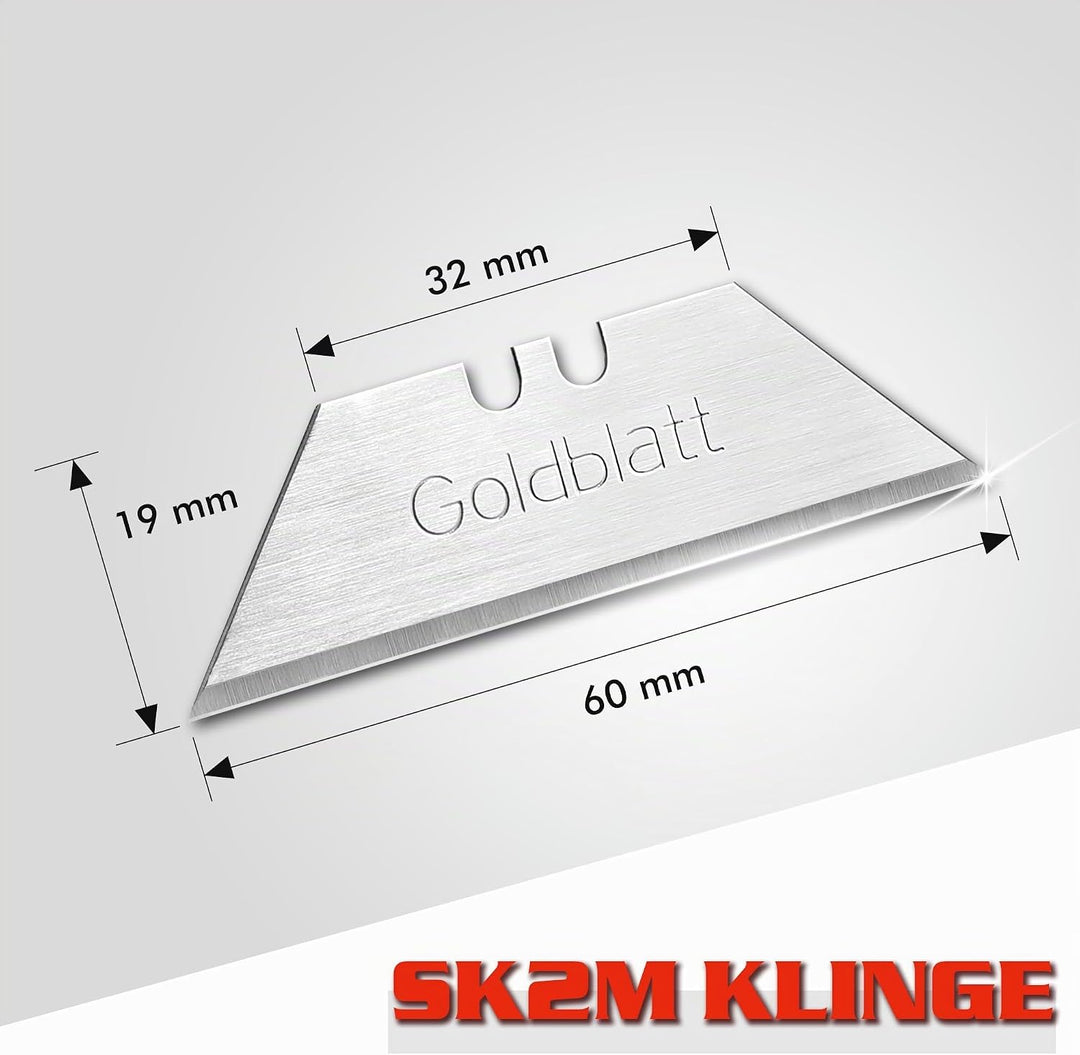 Goldblatt Trapezklingen 0,60 mm Klingenstärke 100 Pack Heavy Duty Utility Klingen Premium Gehärtetem