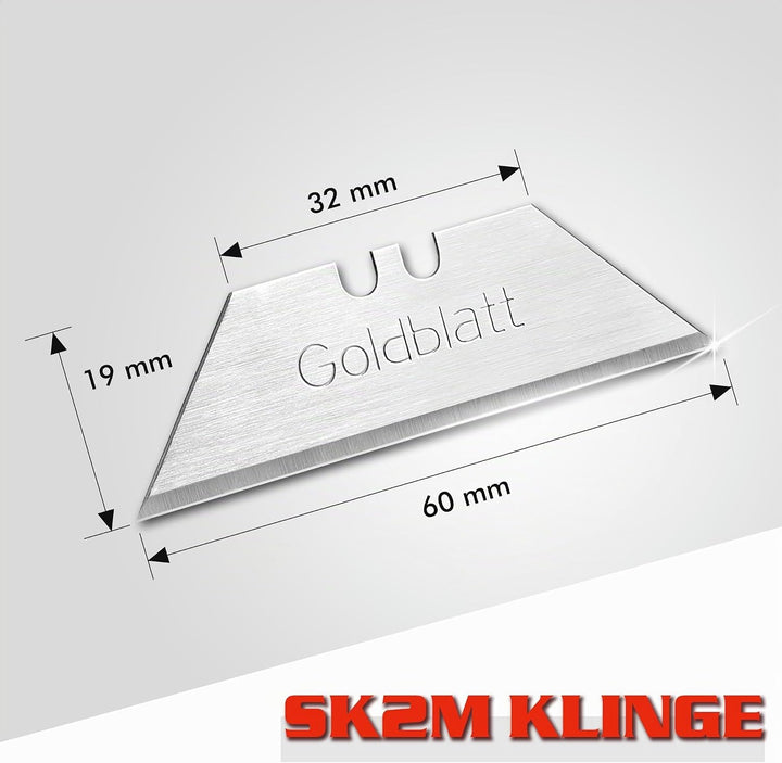 Goldblatt Trapezklingen 0,60 mm Klingenstärke 100 Pack Heavy Duty Utility Klingen Premium Gehärtetem
