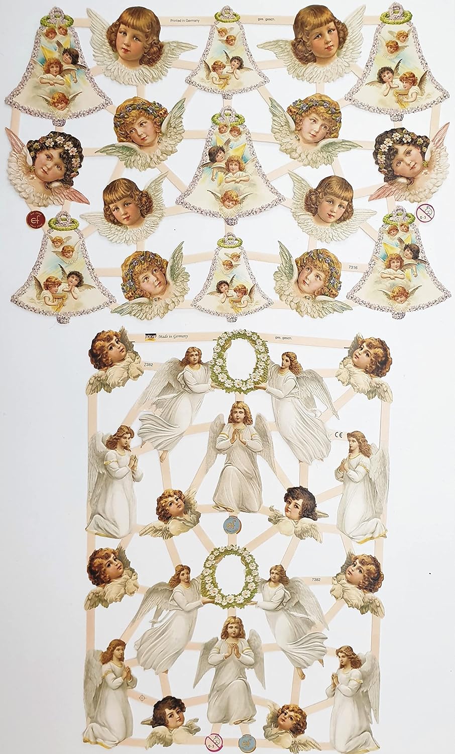 Set mit 9 Bögen Glanzbilder Oblaten Scrapbook Poesie Motiv Weihnachten zum Basteln, Dekorieren, Verz