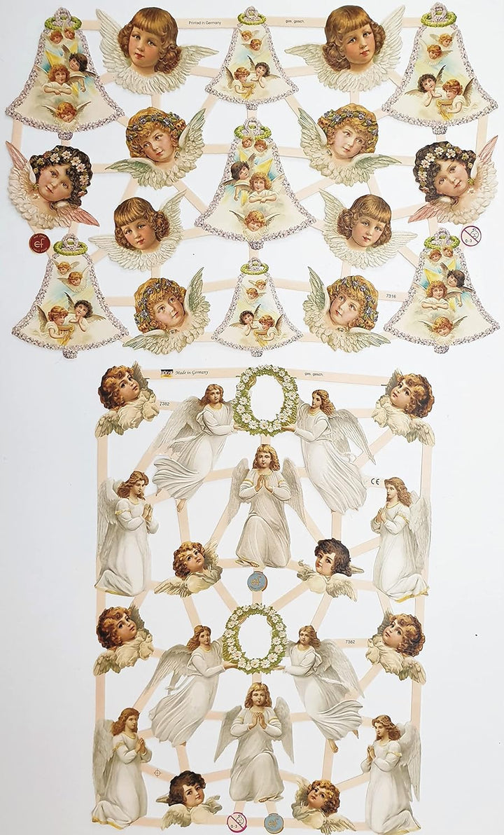 Set mit 9 Bögen Glanzbilder Oblaten Scrapbook Poesie Motiv Weihnachten zum Basteln, Dekorieren, Verz