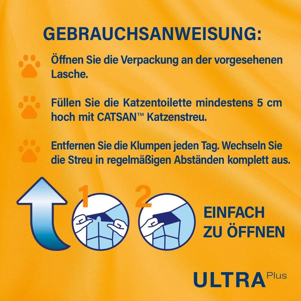 CATSAN Ultra Plus – Katzenstreu aus feinen natürlichen Tonkörnchen – 1 x 5 Liter, 5 L