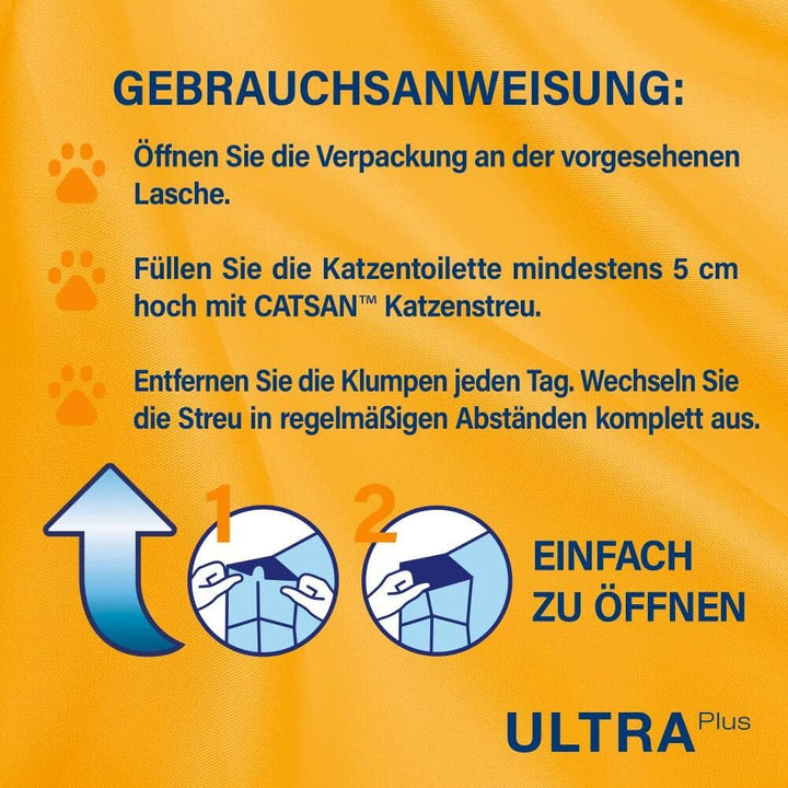 CATSAN Ultra Plus – Katzenstreu aus feinen natürlichen Tonkörnchen – 1 x 5 Liter, 5 L