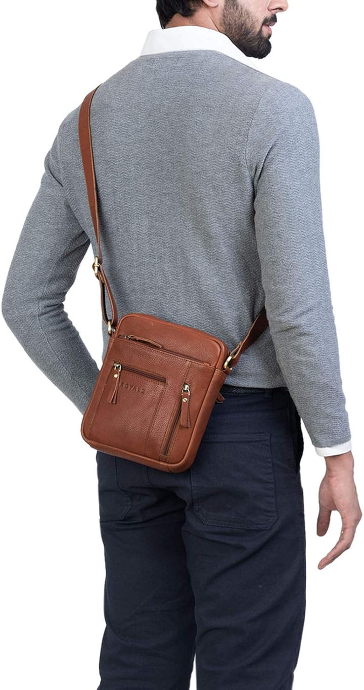 ROYALZ 'Dallas' Kleine Umhängetasche Herren Leder Vintage Look Echtleder Männer Ledertasche Mini Sch