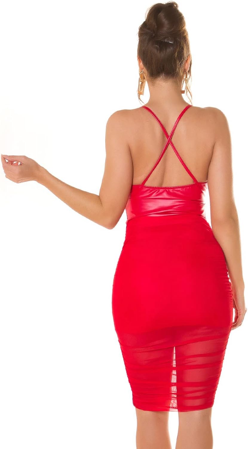 Party Träger Minikleid mit Mesh Detail Einheitsgrösse Rot, Einheitsgrösse Rot