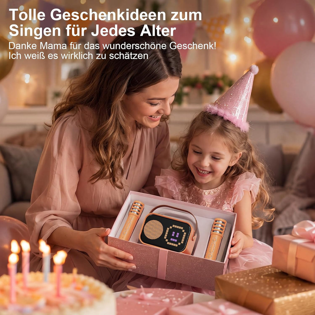 JYX Karaoke Anlage mit 2 Mikrofonen, Karaoke Maschine Kinder mit Professionellem Begleitmodus, Bluet