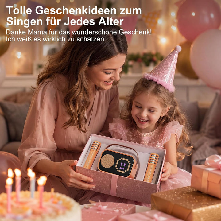 JYX Karaoke Anlage mit 2 Mikrofonen, Karaoke Maschine Kinder mit Professionellem Begleitmodus, Bluet