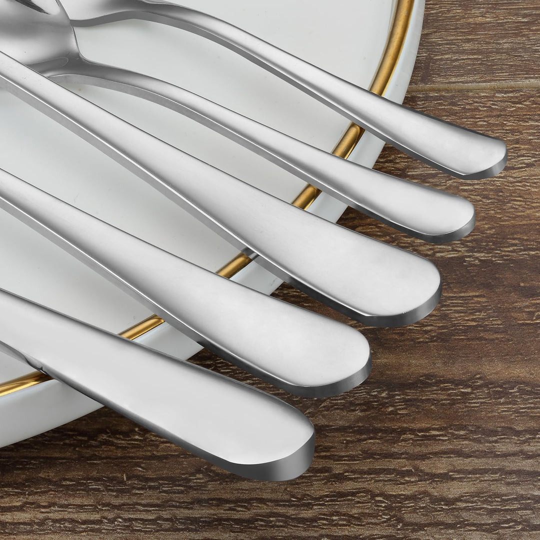 BEWOS Besteck Set für 6 Personen, 30 teilig Essbesteck Set inkl. Messer, Gabel, Löffel, Besteck Edel