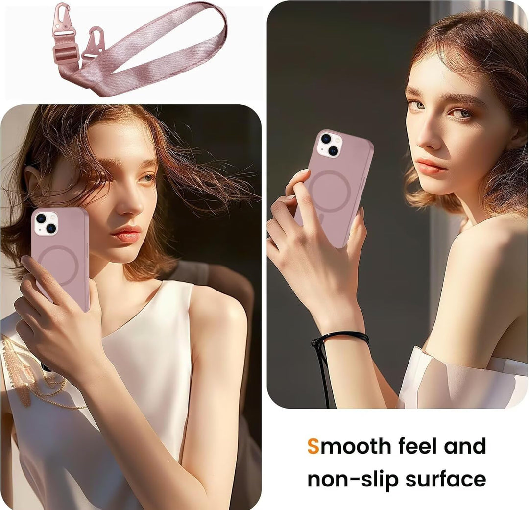 Handykette für iPhone 14 Hülle mit Band [Kompatibel mit Magsafe] Flüssig Silikon Necklace Handyhülle