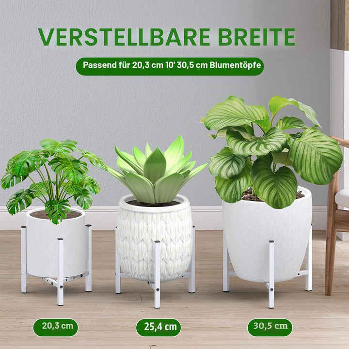 2 Stück Moderne Eisen-Pflanzenständer für den Innen- und Aussenbereich, Keramik, 20-30,5 cm, Garten,