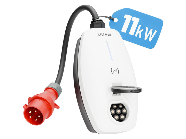 ABSINA Mobile Wallbox 11kW 16A mit App Steuerung - Wallbox mit CEE Stecker, RFID & Einstellbarer Lad