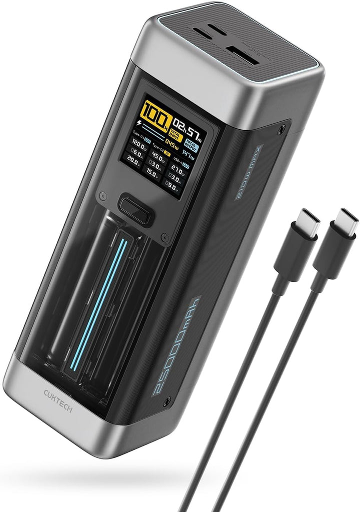 CUKTECH 20 Powerbank, 140W Power Bank 25.000mAh(5S1P) mit 3 Anschlüsse, PD3.1 externer Akku mit Digi