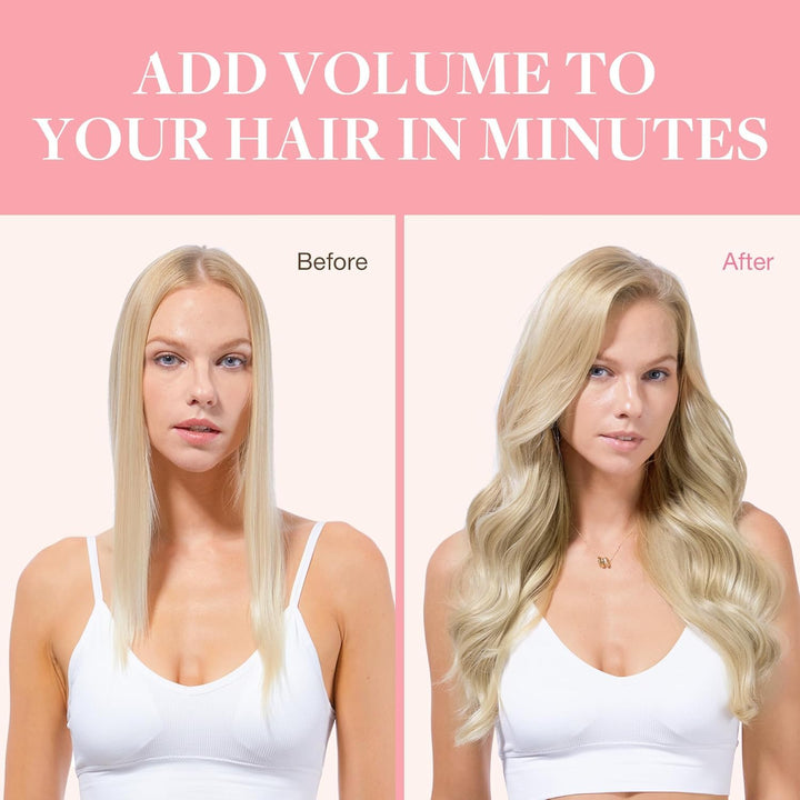 GOO GOO Clip in Extensions Echthaar, Echthaar Extensions Clip, 45cm 120g 7pcs, Extensions Echthaar,