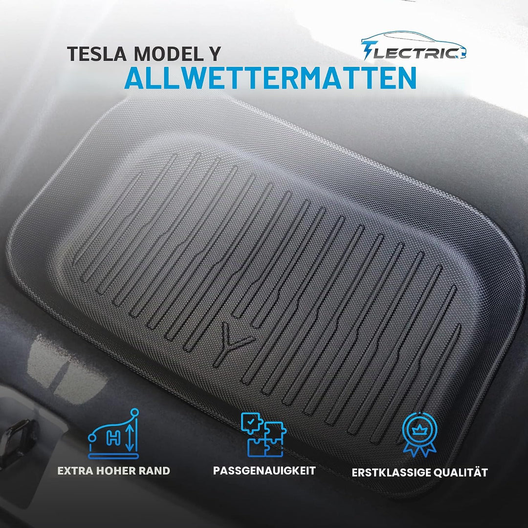 TLECTRIC Kabelfach Kofferraummatte Hinten für Tesla Model Y Wasserdicht Hoher Rand Kabelfach Kofferr