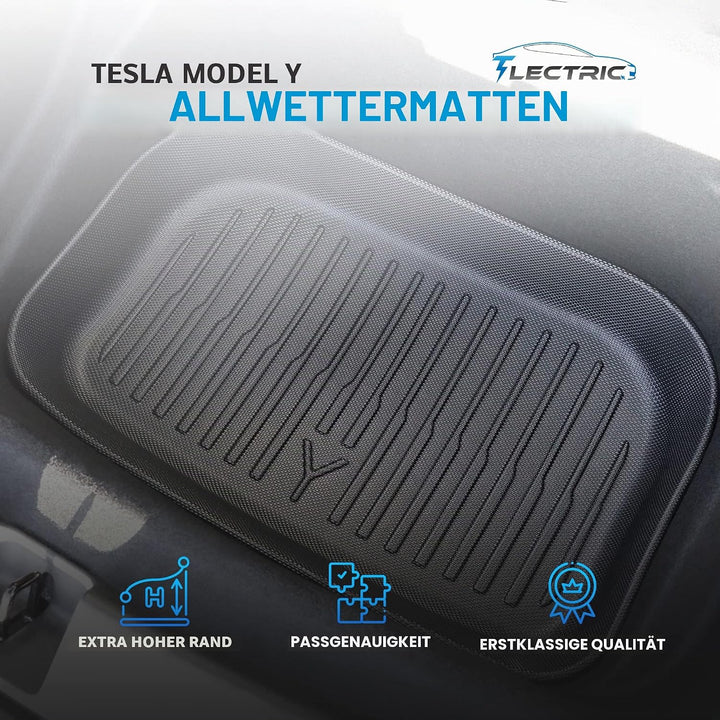 TLECTRIC Kabelfach Kofferraummatte Hinten für Tesla Model Y Wasserdicht Hoher Rand Kabelfach Kofferr