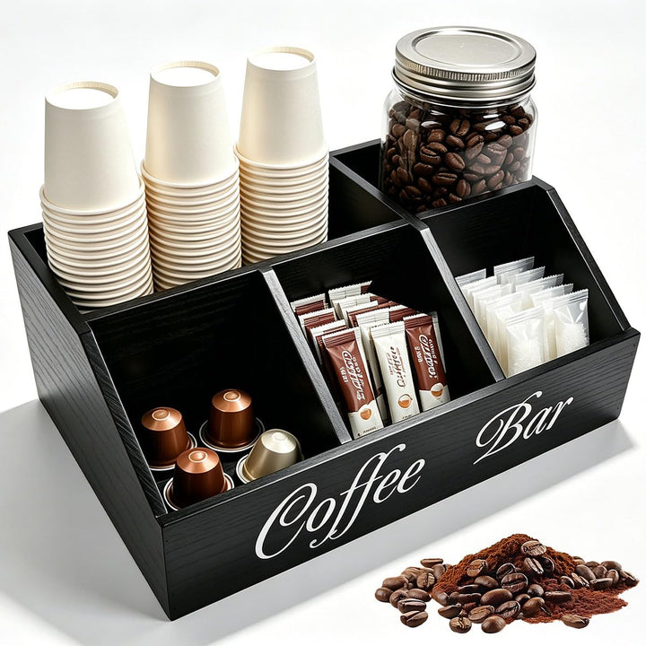 Kaffee Organizer Holz Kaffeebar Möbel, Coffee Bar Organizer Holz Kaffee Spender Organizer-aufbewahru