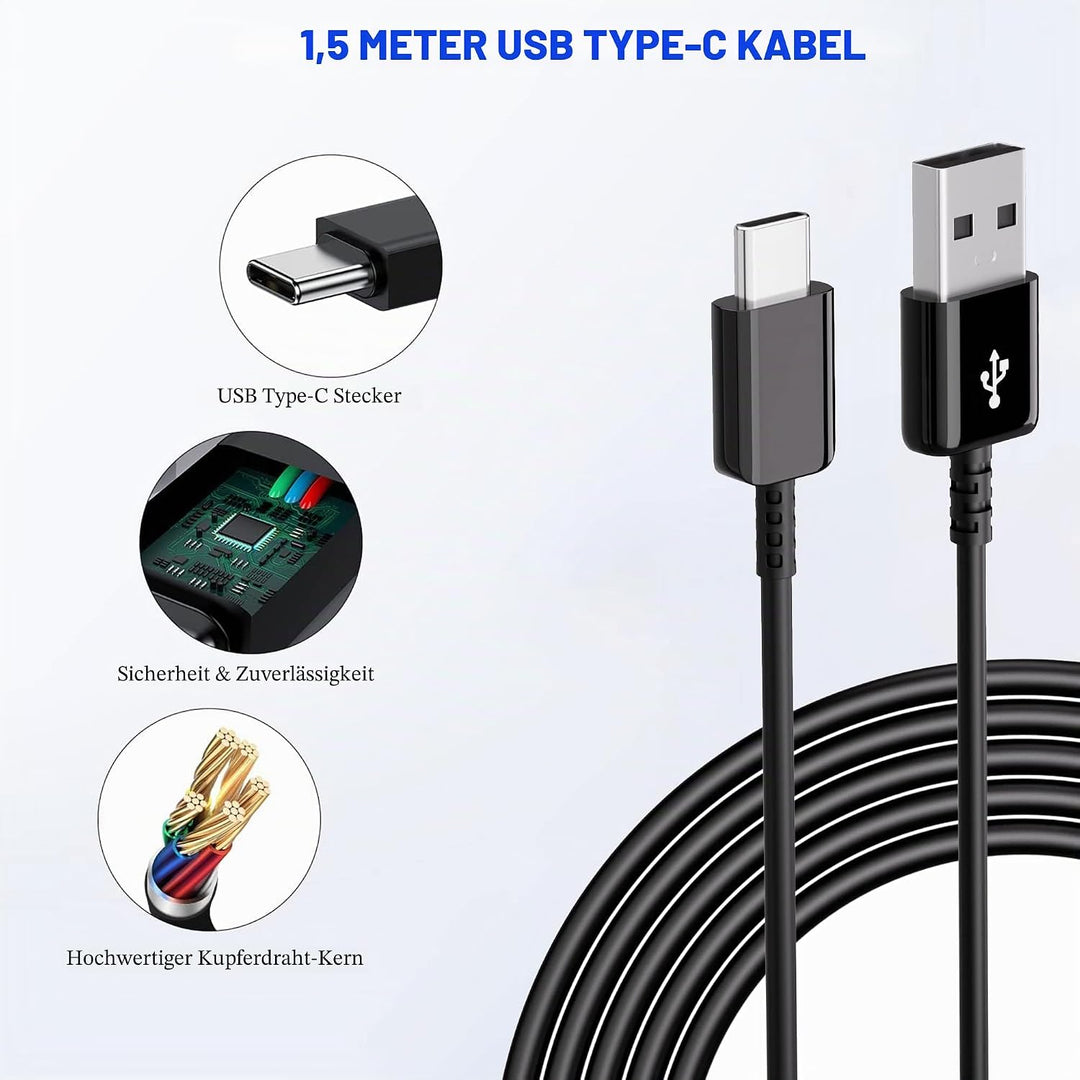 2-Pack USB Ladegerät Stecker, Schnellladegerät Netzteil mit USB C Original Ladekabel Kompatibel mit