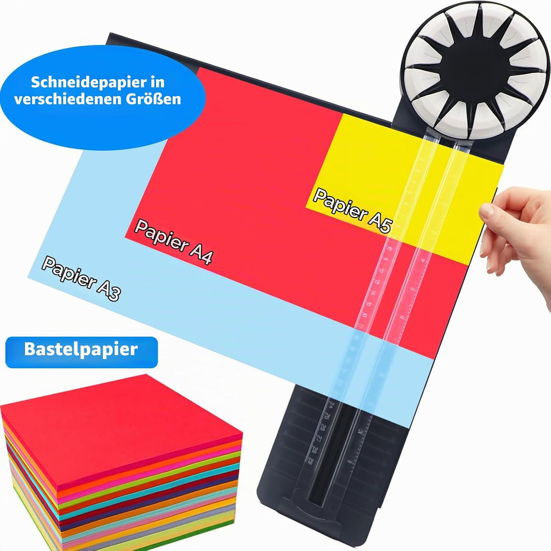 Kantenschneider für Papierarbeiten,12-in-1Schneidemaschine Papier Mit Schnittlinienführung Und Seite