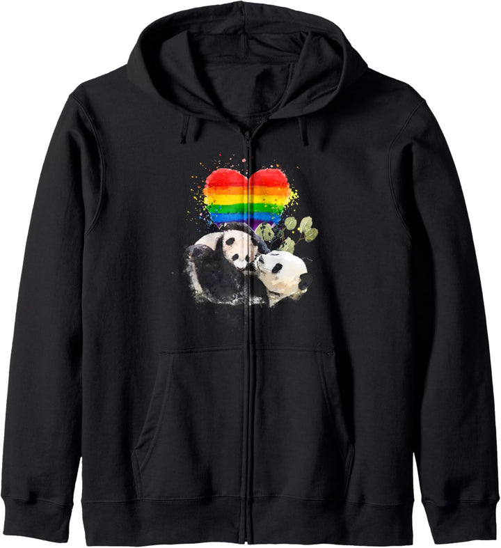 LGBT schwul lesbisch Stolz, Regenbogen Herz Liebe, Panda Bär Kapuzenjacke