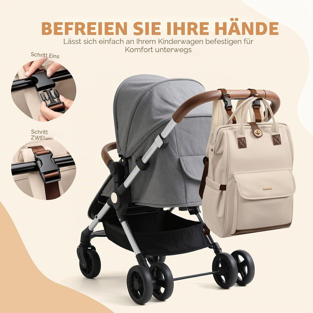 Wickeltasche, Rucksack, multifunktional, wasserabweisend, mit Haken, lässige Wickeltasche zum Aufhän