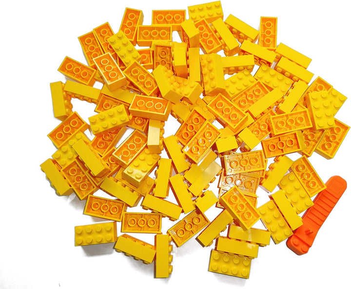 LEGO Classic. 100 Stück 2x4 Steine (3001) mit Steinetrenner (gelb)