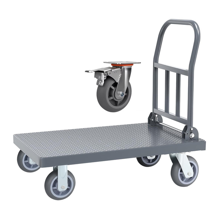 Plattformwagen 500kg für Professionelle Arbeit, Grosse Räder Plattenwagen Schwerlastwagen Transportw