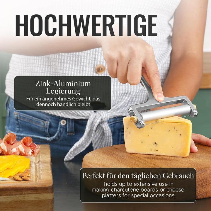 Zulay Käseschneider mit einstellbarer Dicke - Draht-Käseschneider für Mozzarella, Cheddar, Gouda - R