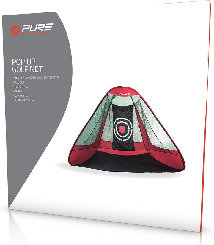 Pure 2Improve Mit Ziel Golf Übungsnetz 213.4 x 213.4 x 122 cm Schwarz/Rot, 213.4 x 213.4 x 122 cm Sc