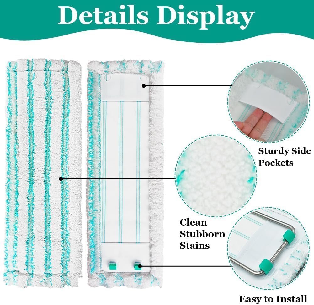 4 Pack Leifheit Bodenwischer Ersatzbezug für Leifheit Profi XL Micro Duo/Cotton Plus, Mikrofaser Wis